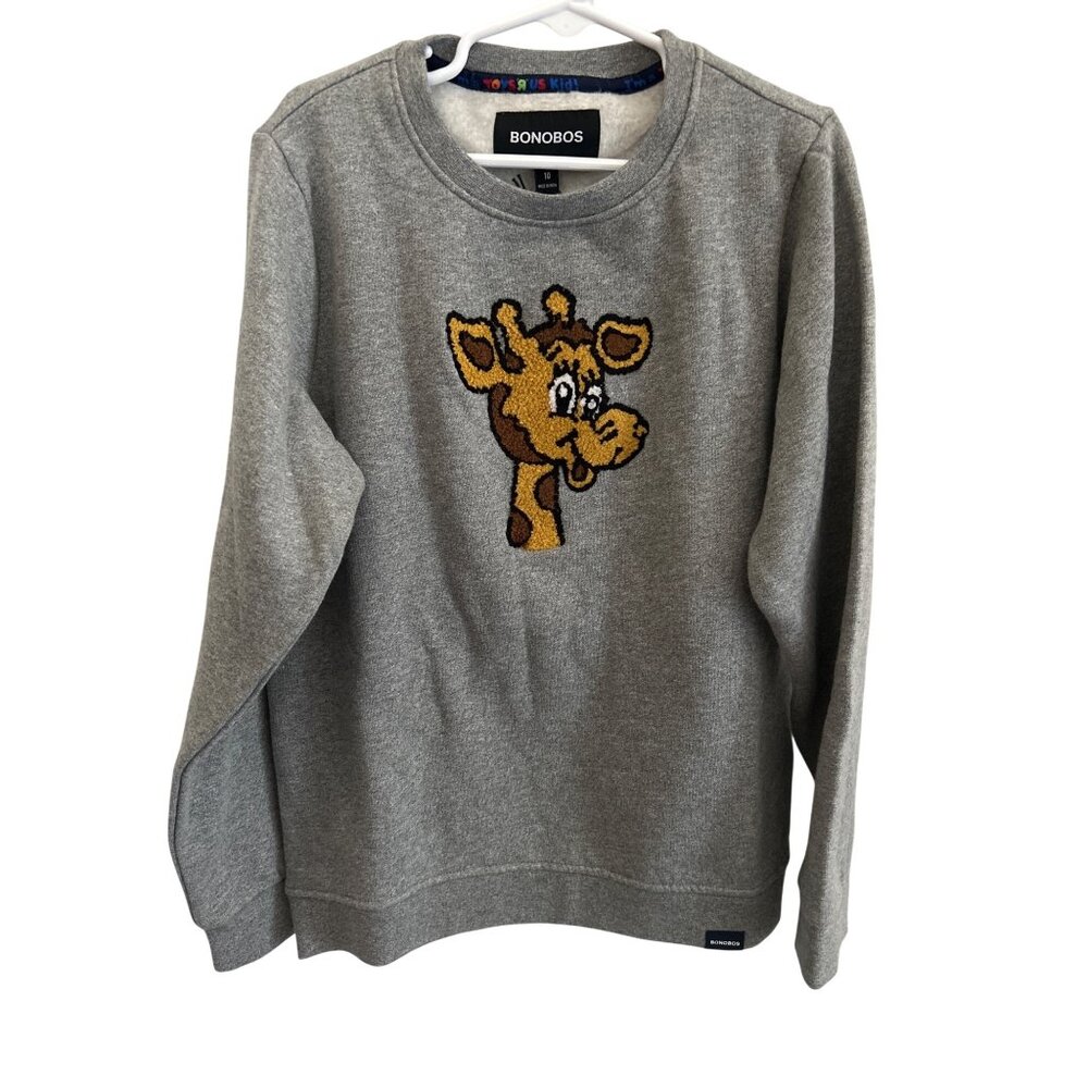 Bonobos Kids Grey Sweatshirt Toys R Us Collab Embroidered Jeffrey Giraffe Sz 10